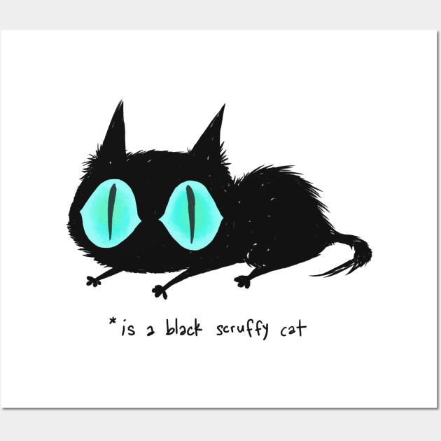 Black scruffy cat Wall Art by pandan009